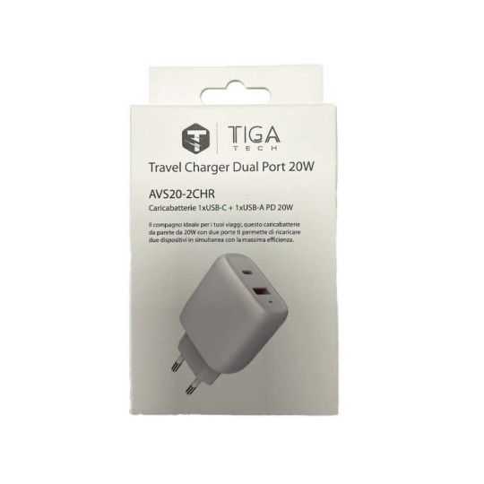 Tiga Tech Travel Charger Dual Port 20W AVS20-2CHR – Caricabatterie USB