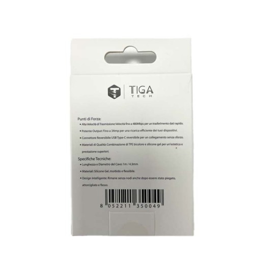 Tiga Tech AVSCC - 1SCB: Cavo in Silicone USB2.0 Type-C a Type-C – Affi
